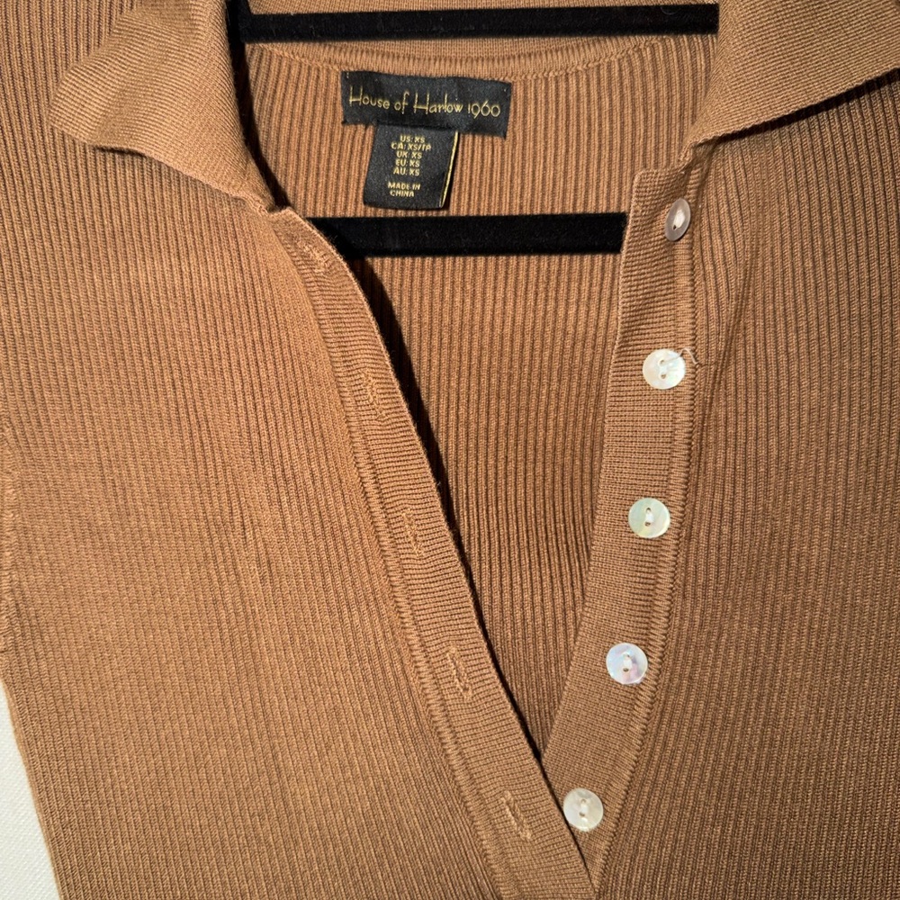 House of Harlow 1960 Brown V-Neck Sweater Dress